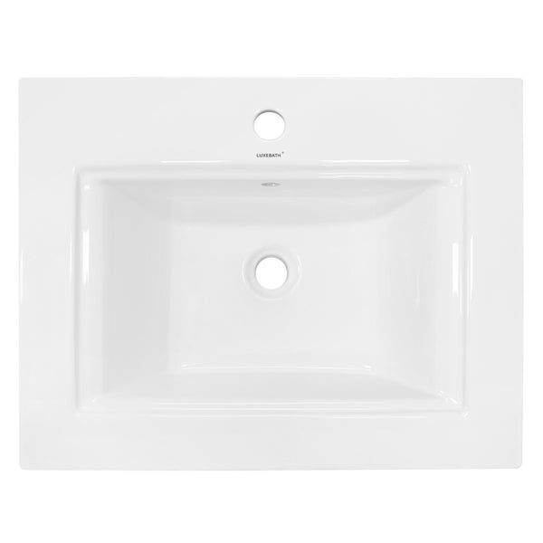 ECD Germany Waschbecken Waschtisch 605 x 465 x 160 mm Keramik Weiß Einbaubecken Einbauwaschbecken Handwaschbecken Einbauwaschtisch Aufsatzwaschbecken Spülbecken Wasserfall Waschschale Waschschüssel