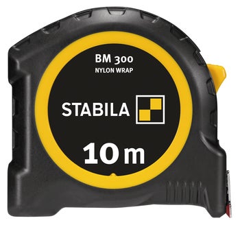 Stabila Rollbandmaß BM 300 mit 10 Meter Länge und Nylon Ummantelung für präzises Messen.