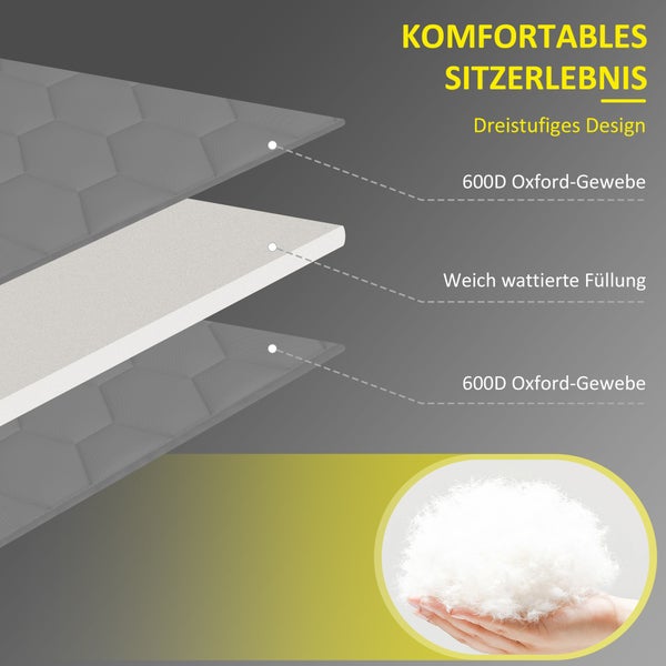 Komfortables Sitzkissen mit dreistufigem Design, 600D Oxford-Gewebe und weich wattierter Füllung