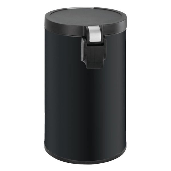 PROREGAL Runder Treteimer Mit Kunststoffdeckel Mit Edelstahlakzenten 12 Liter HxØ 40 x 25 cm Schwarz