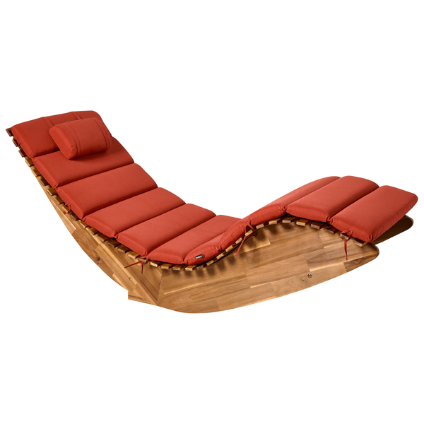 Sonnenliege mit Kissen BRESCIA PREMIUM Akazienholz Rot