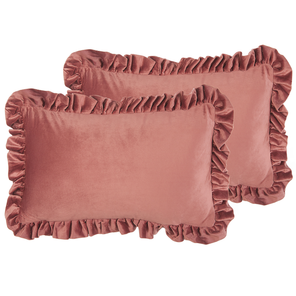 Dekokissen 2er Set KALANCHOE Samtstoff 30 x 50 cm Rosa Ohne Muster
