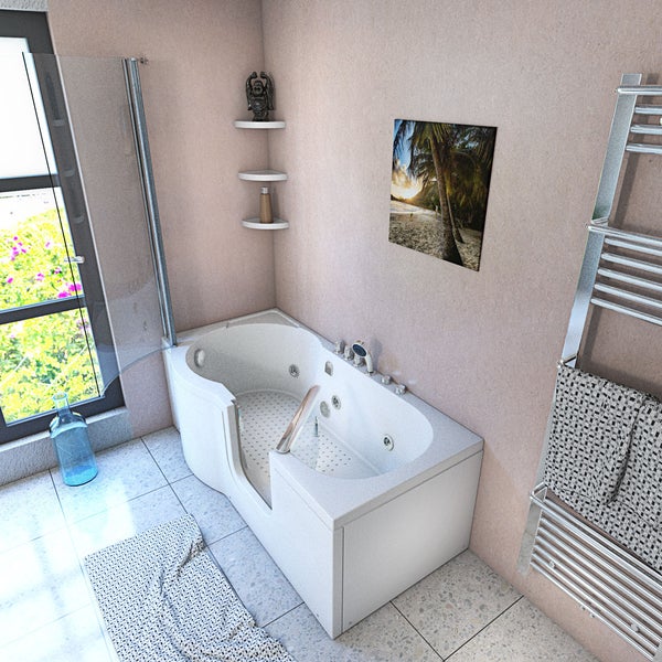Seniorendusche und  Wanne mit Whirlpool S12D-TH-WP-R-EC 85x170 cm