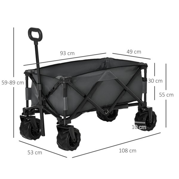 Outsunny Bollerwagen, 108L x 55B x 61-91H cm, Metall, Oxford-Stoff, grau