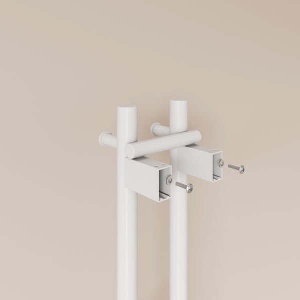 EMKE Elektrischer Handtuchwärmer 1200 mm 145 W mit vertikalem Doppelrohr Smart-Home-Steuerung IP45 Weiß