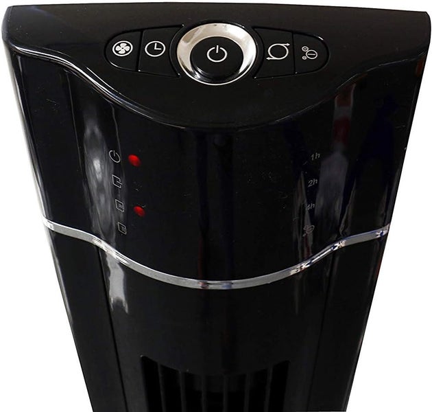 JUNG LIFETIME Ventilator leise mit Fernbedienung Timer 106cm schwarz/silber 60W