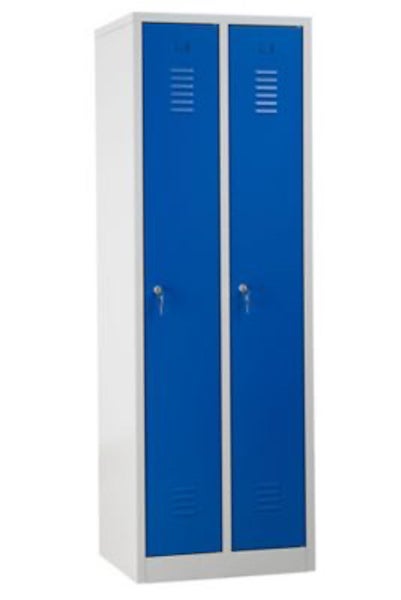 PROREGAL Garderobenspind Camel 2-Fächer HxBxT 180 x 60 x 50 cm Zylinderschloss Grau-Blau