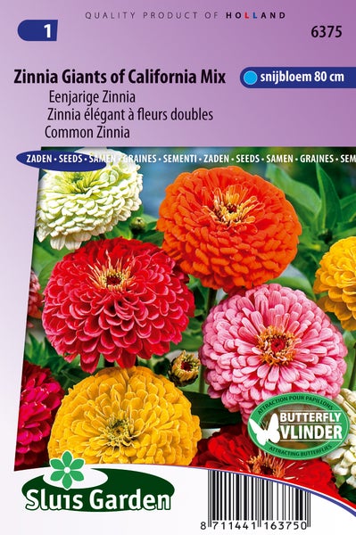 Zinnia Giants of California Mix Samenpackung, enthält Blumensamen für Zinnien
