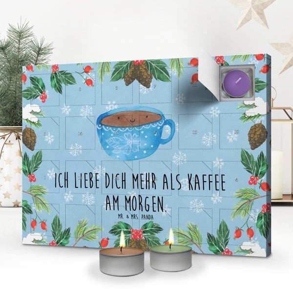 Mr. & Mrs. Panda Duftkerzen Adventskalender Kaffee Tasse - Blau Pastell