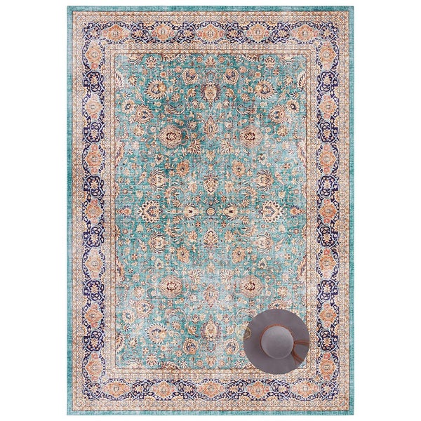 Kurzflor Teppich Keshan Maschad Jade - 80x200x0,7cm