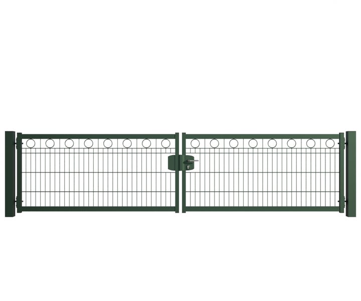 Doppeltor Gartentor aus Metall mit Schloss und gerader Oberkante