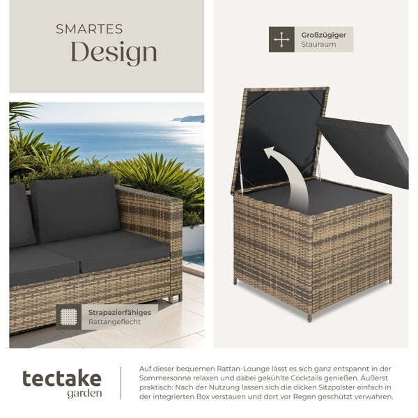 Rattan Lounge tectake Siena mit Sicherheitsglasplatte für 4 Personen natur/dunkelgrau