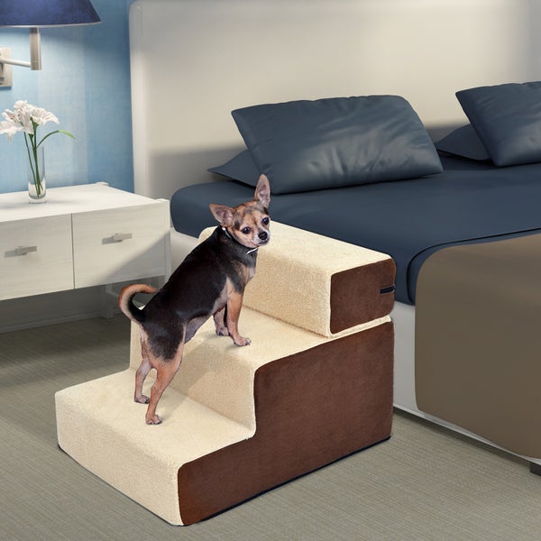 PawHut Hundetreppe, L54 x B40 x H39 cm, Plüsch, Schaumstoff, Beige