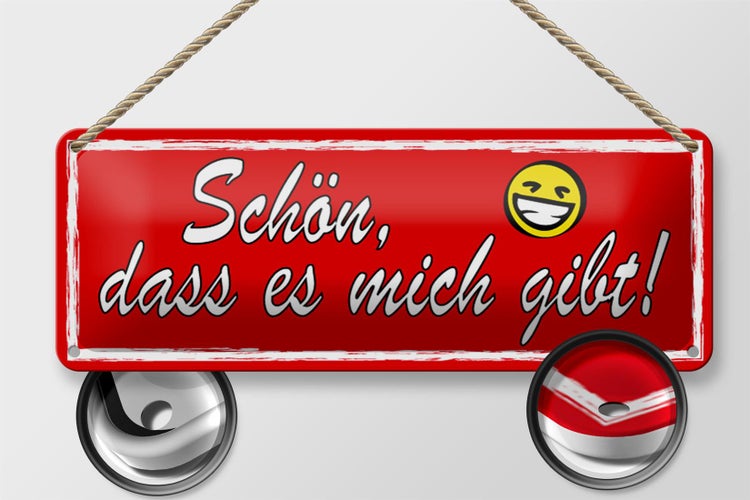 Blechschild Spruch 27x10cm Schön dass es mich gibt Dekoration
