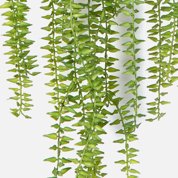 Künstliche Hängepflanze mit langen Trieben und kleinen Blättern.