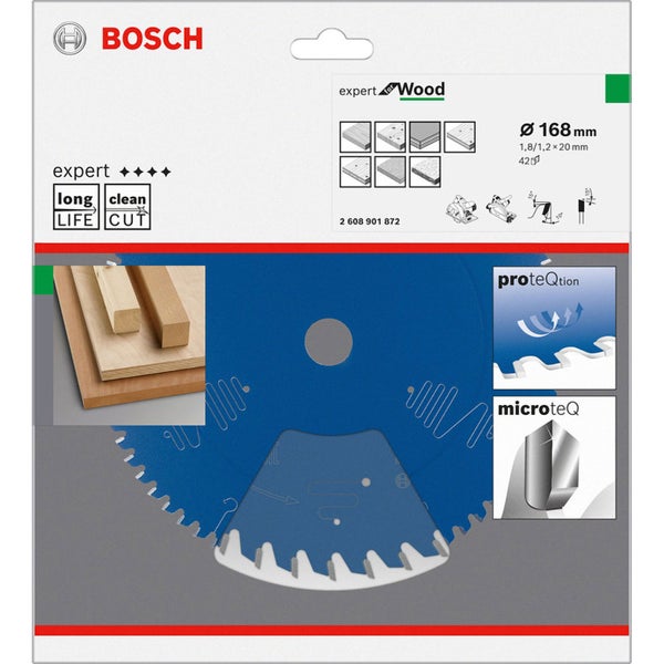 Bosch Expert for Wood Kreissägeblatt, 168x20x1.8/1.2 mm, 42 Zähne - 2608901872