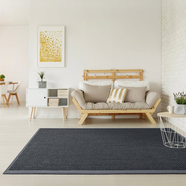 FLOORDIREKT Sisal-Teppich Tiger-Eye - aus 100% Sisal - mit Brodüre - Grau - 160 x 230 cm