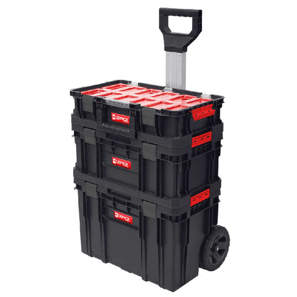 PROREGAL QBRICK Werkzeugtrolley Two 38 Liter Mit Deck & Teleskopgriffe Mit Klemmverschlüsse Mit 2 Verstellbaren Fächern Metall Schwarz