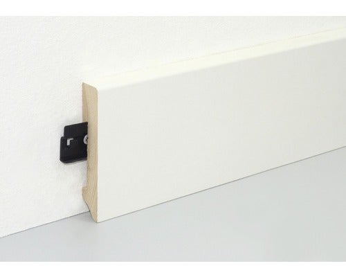 Sockelleiste eckig Fichte/Kiefer weiß RAL 9010 lackiert L0157L 18x96x2400 mm