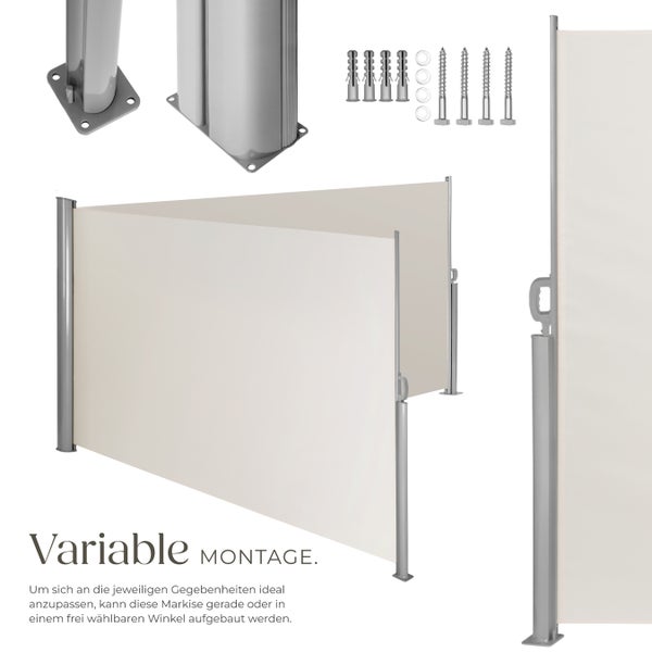 Doppel-Seitenmarkise tectake  180 x 600 cm aus Aluminium beige