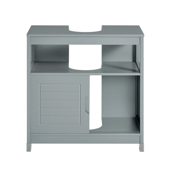 Grauer Waschtischunterschrank mit Tür und offenem Fach