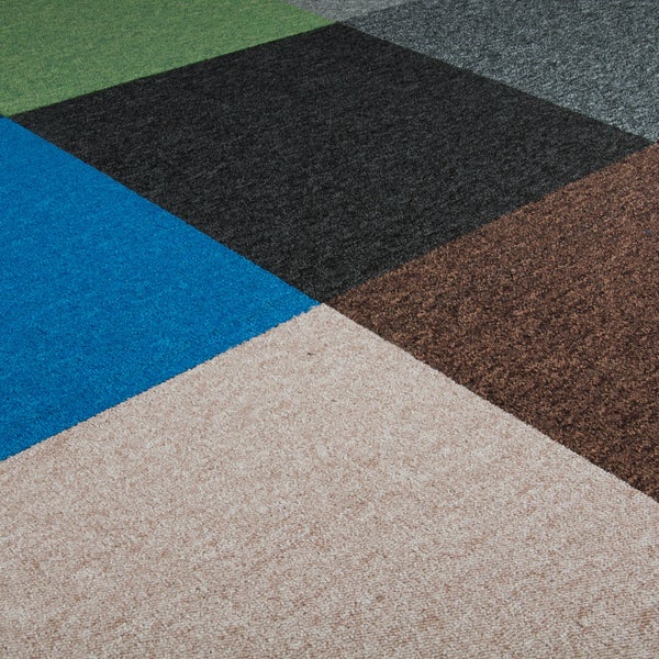 Teppichfliesen 50 x 50 cm beige Schlingen Teppichfliesen selbstliegend ideal für Büro Kinderzimmer und Geschäft