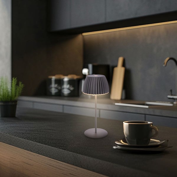 Akku Tischleuchte mit Touchdimmer 1,5W 150 lm 2700 K H 20 cm Riffle Mini anthrazit