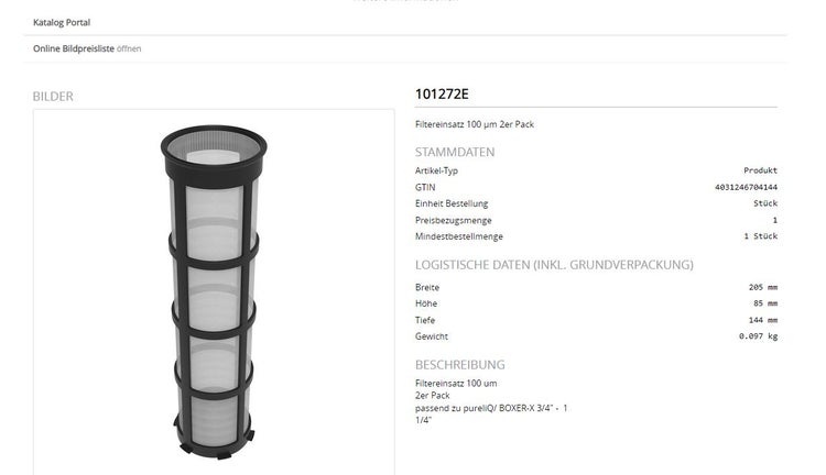 GRÜNBECK Filtereinsatz 100 um (Verpackungsinhalt 2 Stück), je VE
