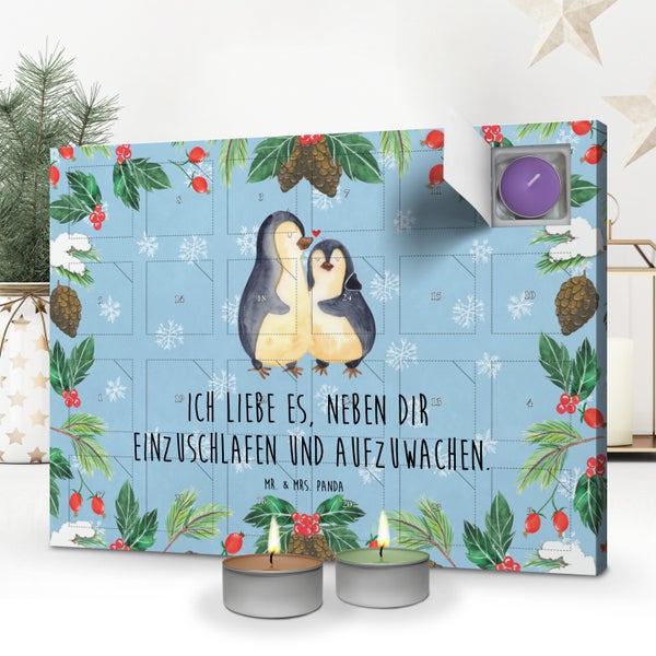 Mr. & Mrs. Panda Duftkerzen Adventskalender Pinguine Einschlafen - Blau Pastell