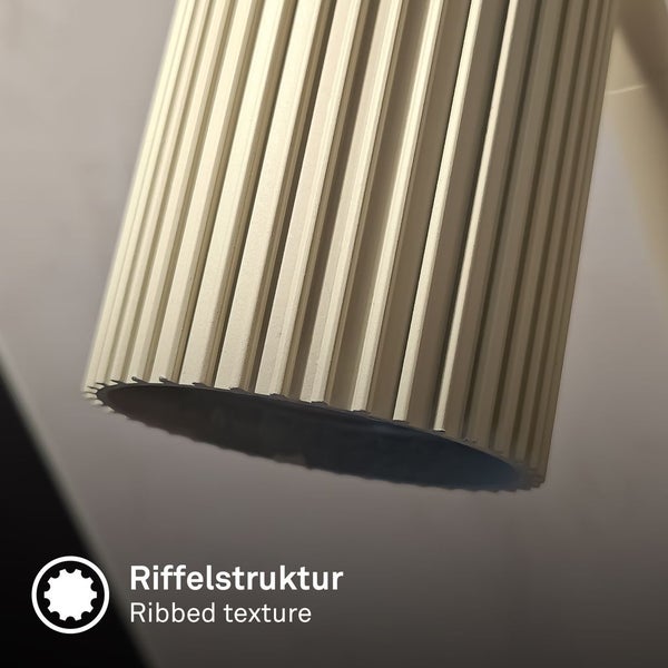Zylindrisches Element mit vertikaler Riffelstruktur
