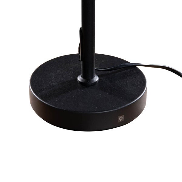 Tischleuchte Schwarz mit ovalem Samt-Schirm Schwarz 35cm - Parte