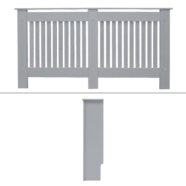 ECD Germany Heizkörperverkleidung Landhausstil 152x19x82cm, Grau, aus MDF lackiert, für Schlafzimmer, Wohnzimmer, Heizungsverkleidung Heizkörperabdeckung Heizungsabdeckung Heizung Heizkörper Abdeckung