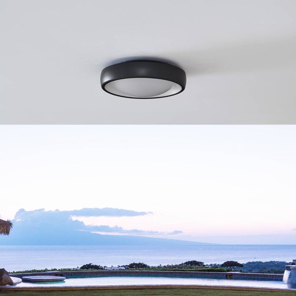 Lindby LED Deckenlampe aussen Ø 24,5 cm, Deckenleuchte außen strahlwassergeschützt IP65 14,5W Außendeckenlampe Außenleuchte Gartenlampe