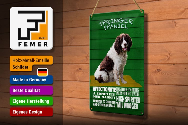 Blechschild Spruch 20x30cm Springer Spaniel Hund friendly