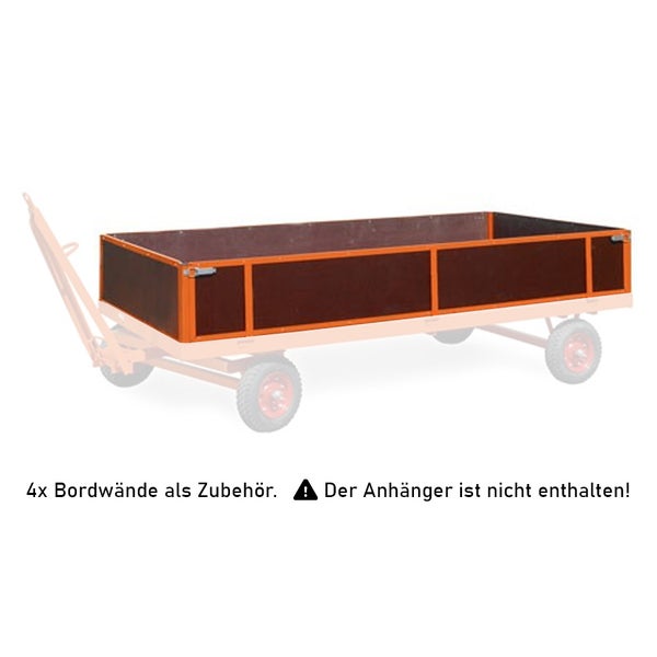 Rollcart 4 Bordwände, 400mm hoch für Industrieanhänger 2500x1250mm als Zubehör