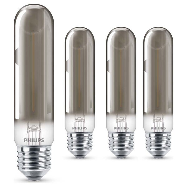 Philips LED Lampe ersetzt 11W, E27 Röhre T32, grau, warmweiß, 136 Lumen, nicht dimmbar, 4er Pack
