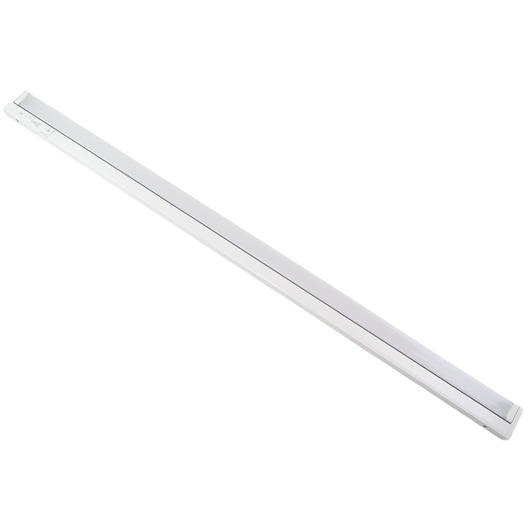 Weiße LED Unterbauleuchte mit integriertem Schalter und Sensor für die Küche.