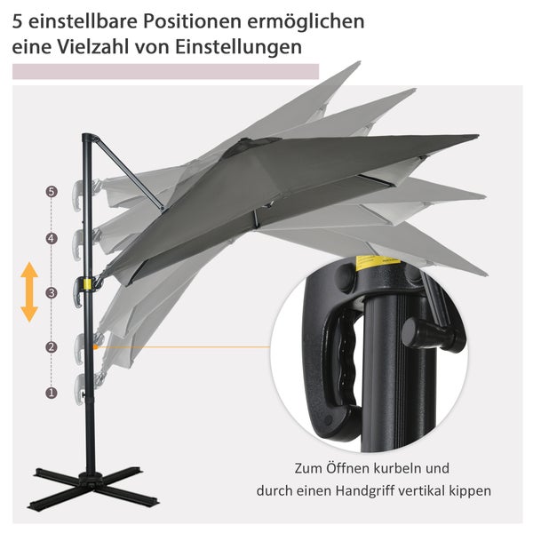 Grossschirm 245cm x 245cm x 245cm, Metall Grau