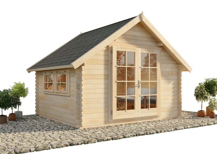 Alpholz Gartenhaus Ronja-28 aus Massiv-holz, Gerätehaus mit 28 mm Wandstärke, Garten Holzhaus inklusive Montagematerial, Geräteschuppen Größe: 350 x 300 cm, Satteldach