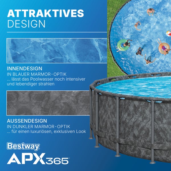 Bestway APX 365 Frame Pool mit Innen- und Außendesign in Marmoroptik