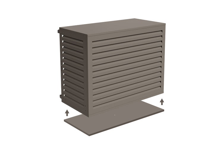 Wärmepumpenverkleidung mit Lamellen und Bodenplatte