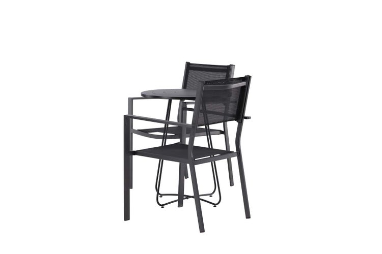 Bacong Gartenset Tisch, 2 Stühle  schwarz. 60 X 60 X 67 cm