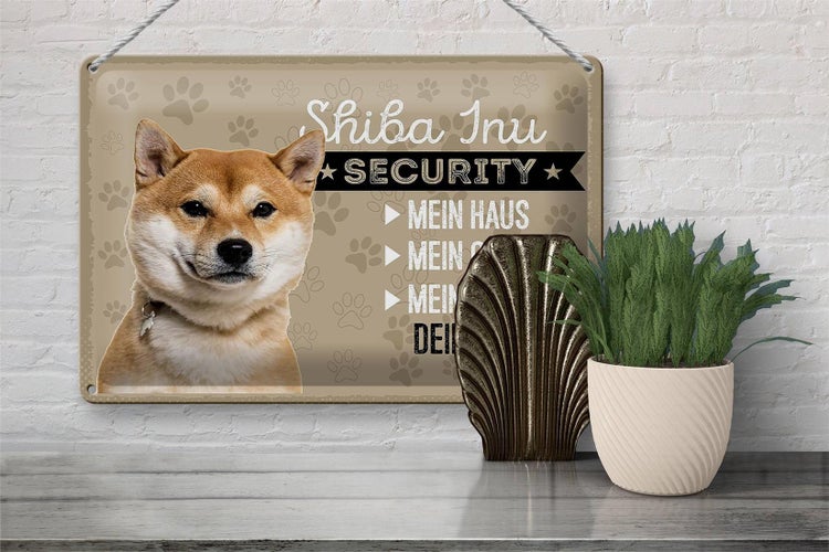 Blechschild Spruch 30x20cm Shiba Inu Security dein Risiko