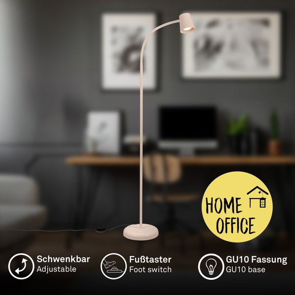 BRILONER Stehleuchte, mit Fußschalter, flexibler Lampenkopf, Stehlampe, 127,5 cm, 1x GU10, max. 9W, beige