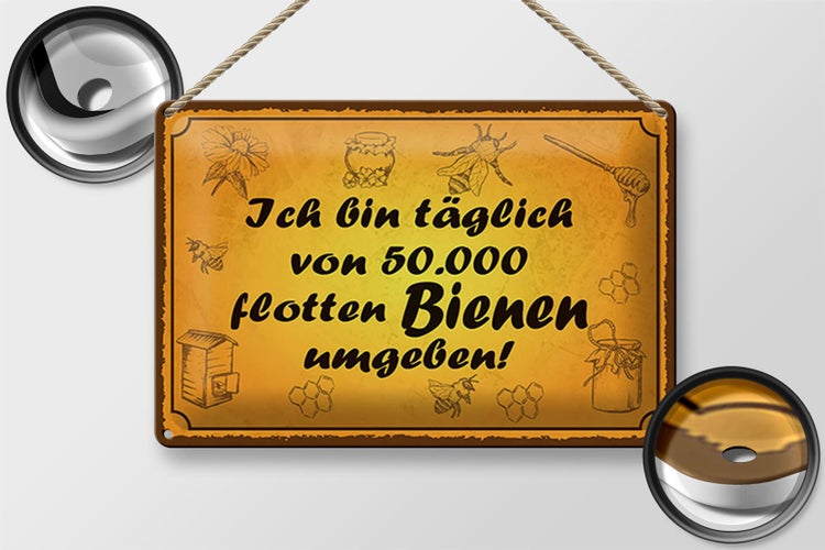 Blechschild Spruch 30x20cm von 50000 flotten Bienen umgeben