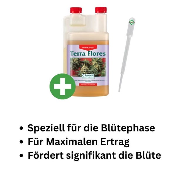 Canna Terra Flores 5L – Flüssigdünger für optimale Blütenbildung – Ideal für die Blütephase von Grow, Tomaten, Orchideen & mehr – Fördert extreme Blütenstände & hohe Erträge – Mit Pipette für präzise Dosierung