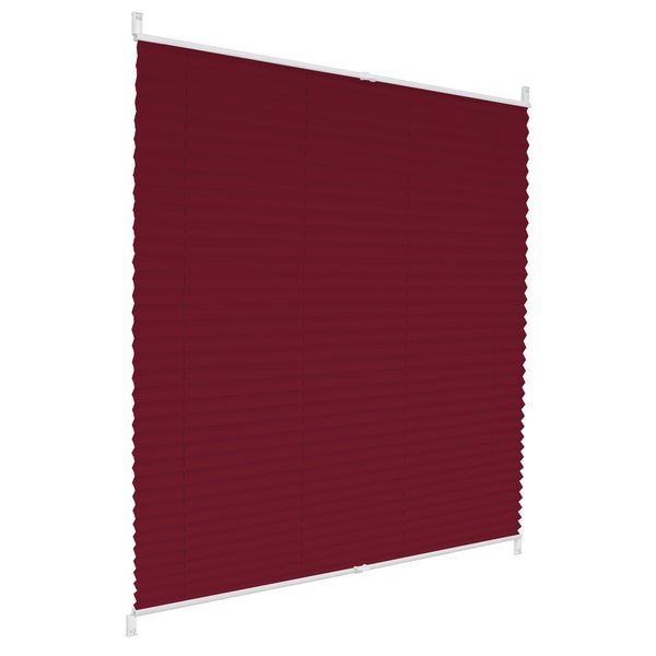 ECD Germany Plissee Klemmfix ohne Bohren 45x100 cm Bordeaux Blickdicht Sonnen- und Sichtschutz Faltrollo Jalousie mit Klemmträger für Fenster & Tür EasyFix Plisseerollo Lichtdurchlässig Fensterrollo