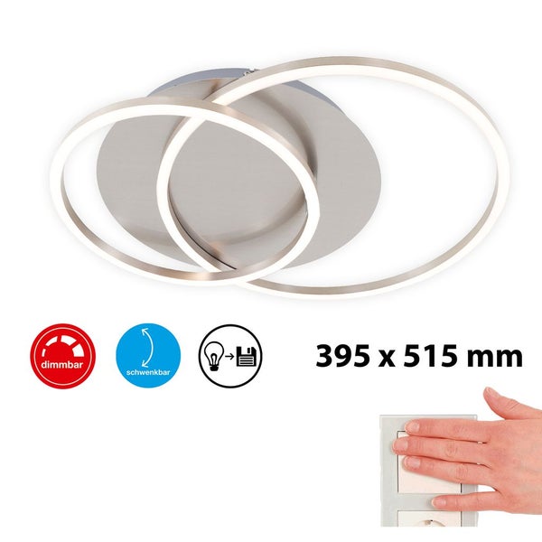 LED Deckenleuchte dimmbar Memoryfunktion Drehbar Ø30cm 40W silber Briloner