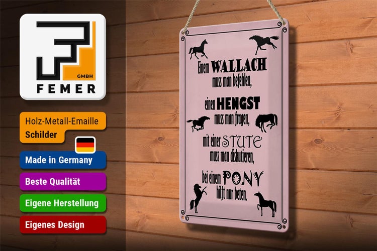 Blechschild Spruch 20x30cm Pferde Wallach Hengst Pony Stute