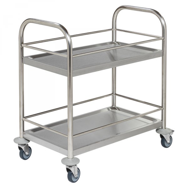 Servierwagen aus Edelstahl mit zwei Ablagen